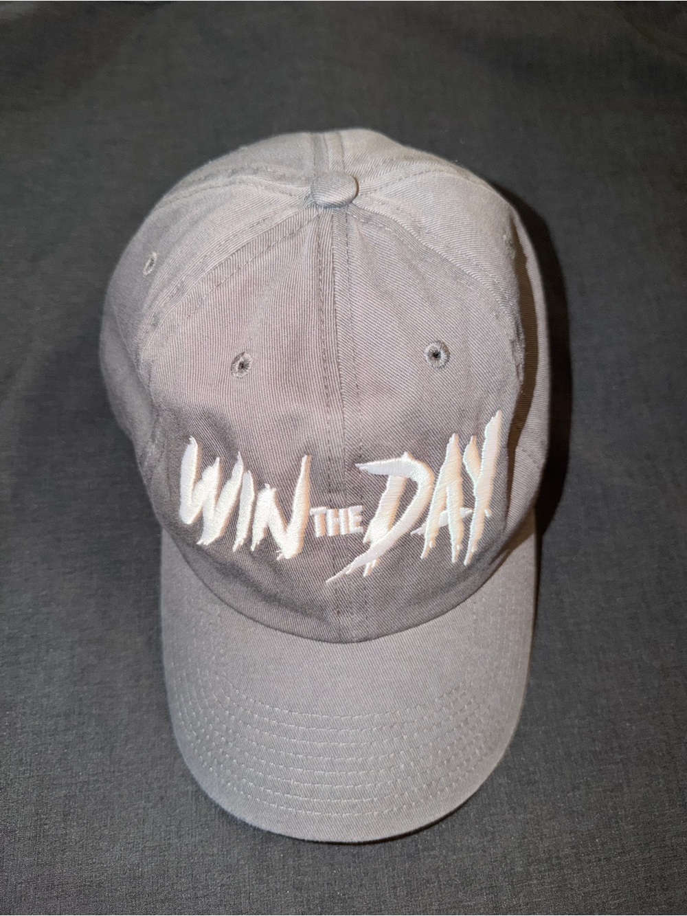 47 Brand Win The Day Gray Adjustable Dad Hat Cap White Embroidered OSFA